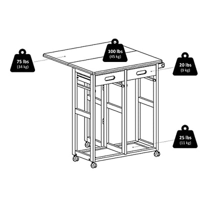 Winsome Suzanne Space Saver Set, for Kitchen, 33", Coffee