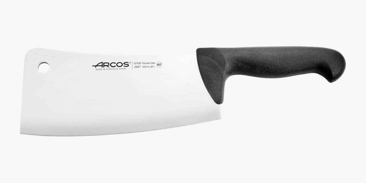 Arcos Cleaver Knife 8 Inch Nitrum Stainless Steel and 200 mm blade. Professional Butcher knife. Ergonomic Polypropylene Handle. Series 2900. Color Black