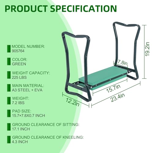 Backyard Expressions Garden Kneeler - Multi-Functional Gardening Seat and Kneeler