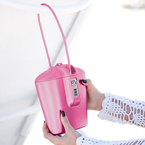 SAFEGO Portable Indoor/Outdoor Lock Box Safe with Key and Combination Access (Pink)