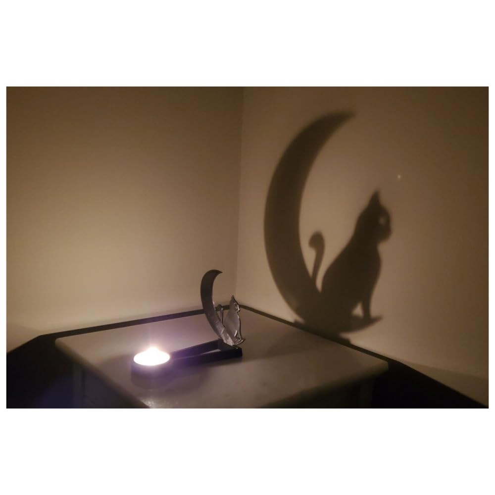 vrsquer Halloween Funny Shadow Stand Candle Holder Table Décor Candle Jars with Witch Skeleton Bat Monster Wolf Cat Pumpkin Table Centerpieces 1pc (color9)