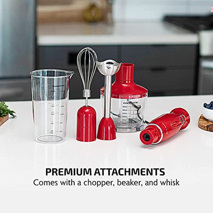 OVENTE Immersion Hand Blender, 300W Electric Handheld Portable Stick Mixer with 2 Mixing Speed and Stainless Steel Blades for Effortless Blending Smoothies, Shakes, Puree or Baby Food, Red HS560R