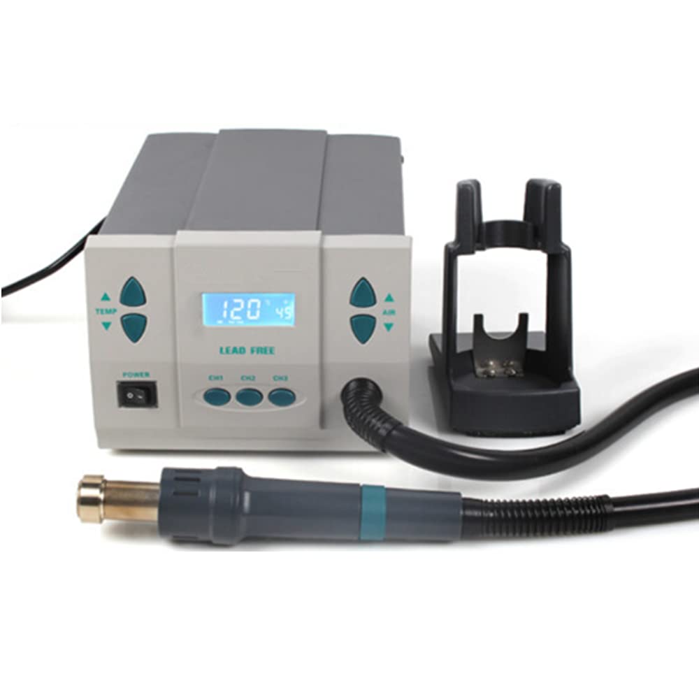 Soiiw 110V 861DW Hot Air Rework Station 1000Watt Heat Gun Soldering Station Brushless DC Vortex Blower for Miro Soldering Rework,Large LCD Screen Display with 3pcs Free Nozzles