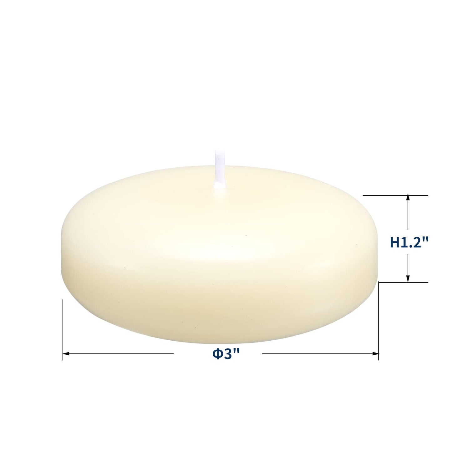 KNOURT 36 Pack Floating Candles, 3” Ivory Unscented Dripless Wax Burning Candles, for Weddings, Party, Cylinder Vases, and Home Decorations