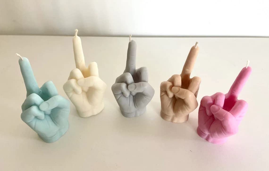 Middle Finger Candle, Homemade soy candle, Hand Fuck Candle, Teen Room Decor Candle, Funny Aeshetic Candle, Hippie Candle (White, PALO SANTO)