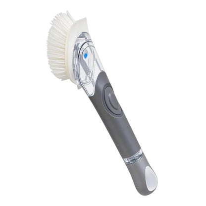 CELOX Dish Brush with Soap Dispenser for Cleaning Pots, Dishes, Bowls, Gray