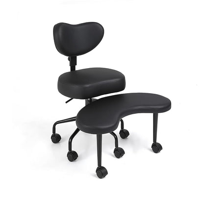 Pipersong Meditation Cross Legged Chair PRO, ADHD Chair with Height Adjustable Backrest, Criss Cross Desk Use with Footrest and Wheels for Home Office, Flexible Design for Fidgety Sitters, Black