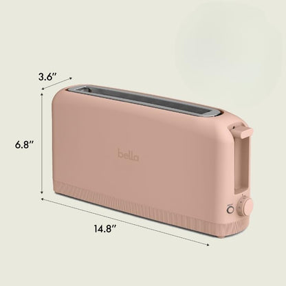 bella 2 Slice Slim Toaster, Fits-anywhere™ Kitchenware, 6 Setting Shade Control with Reheat & Cancel Buttons, Fits sourdough, 10” Long Slot, Anti Jam & Auto Shutoff, 900 Watt, Surf