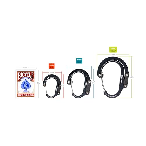 GEAR AID HEROCLIP Carabiner Gear Clip and Hook (Large, Medium, Small) for Camping, Backpack, Suitcases, Purse and Garage Organization, Stealth Black, Variety Size 3 Pack