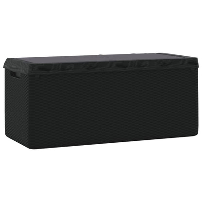 hliofuir Patio Storage Box, 92.5 Gallon Deck Box for Garden and Terrace, Synthetic Polypropylene Outdoor Container with Gas-Lift Lid, Anthracite, 48.8 x 48.8 x 23.2 in