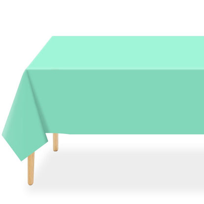 QIKSION Fresh Mint Plastic Table Cloth Disposable 2 Pack, 54 x 108 Inch Tablecloths for Party, Birthday, Rectangle Table Cover