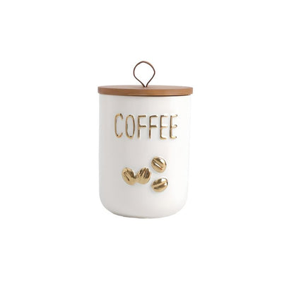 Simcat 27oz Ceramic Canister Set with Airtight Seal Bamboo Lid and Silicone Seal Damp-Proof Kitchen Jar Tea Coffee Sugar Canister Set Food Storage Containers (Portable sealed jar-(coffee))