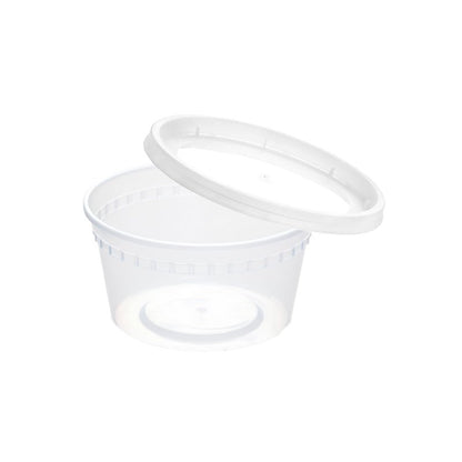 plaspapier 8 oz Clear Plastic Condiment Cups - 48-Pack with Lids, Airtight Small Food Containers, BPA-Free, Dishwasher Safe