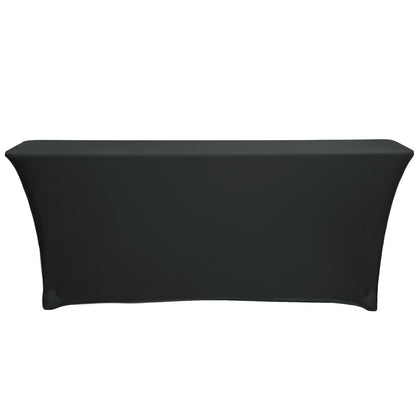 YOUR CHAIR COVERS - Spandex 8 Ft x 18 Inches, Narrow Classroom Open Back Rectangular Training Stretch Tablecloth - Black