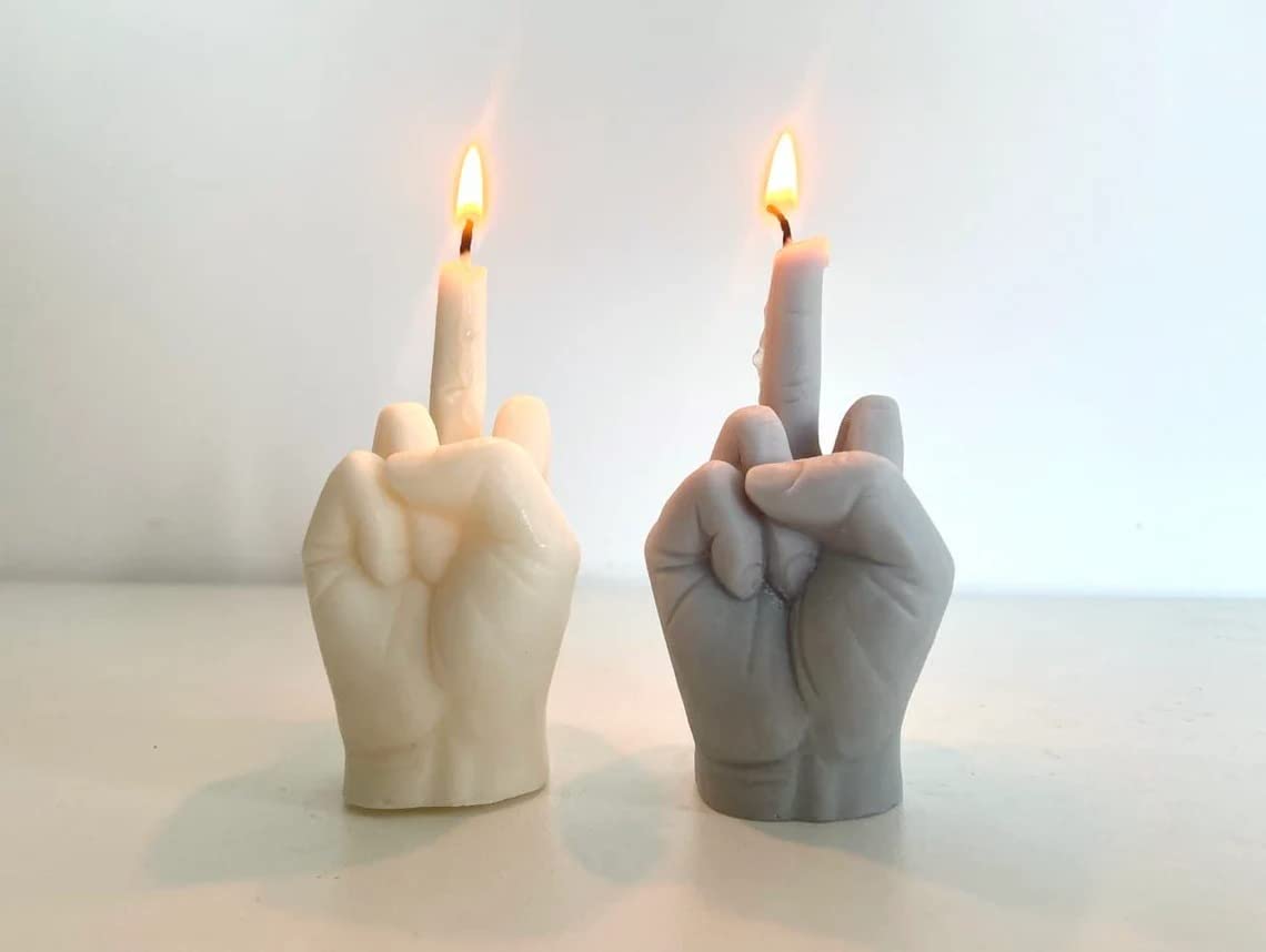 Middle Finger Candle, Homemade soy candle, Hand Fuck Candle, Teen Room Decor Candle, Funny Aeshetic Candle, Hippie Candle (White, PUMPKIN)