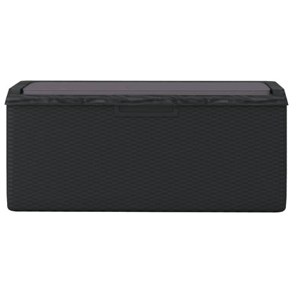 GKHPYURE Garden Storage Box with Cushion, 92.5 Gal Anthracite PP Outdoor Patio Storage Chest with Rattan Look, Gas-Lift Design, Lockable for Cushions Pillows Blankets Toys