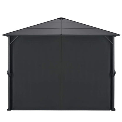 Outdoor Gazebo 9.8'x9.8' Hardtop Canopy Pavilion with Protective Curtains, Aluminum and Steel Frame for Backyard Patio Garden Lawn Events