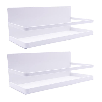 ELESEI Magnetic Spice Rack Refrigerator Side Magnetic Spice Rack Kitchen Magnetic Shelf Magnetic Fridge Shelf Perfect Space Saver for Kitchen/Apartment 2 Pack (White)
