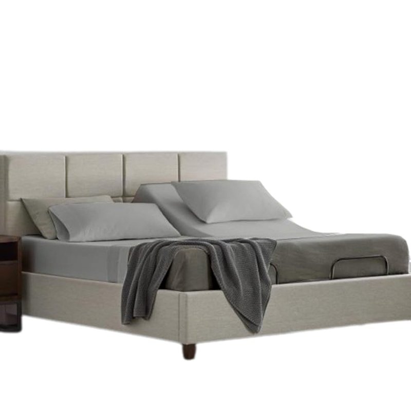 Flex Top King Fitted Sheets for Sleep Number Bed - Half Split King Fitted Sheet, 34" Split, Fits Up to 15" Deep Mattress - Light Grey