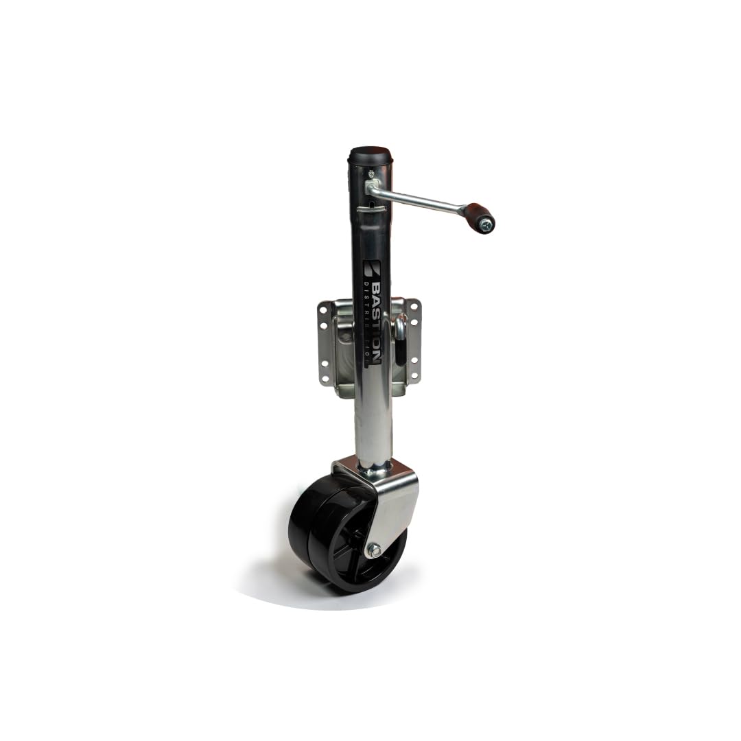 Bastion Distribution Boat Jack/Marine Jack with Double Wheel | Swivel Mount | Bolt On | Smooth Operation | Side-Wind Crank | 6" Wheel | 1500lb Capacity | BD-SW-1500-SM-CW-002