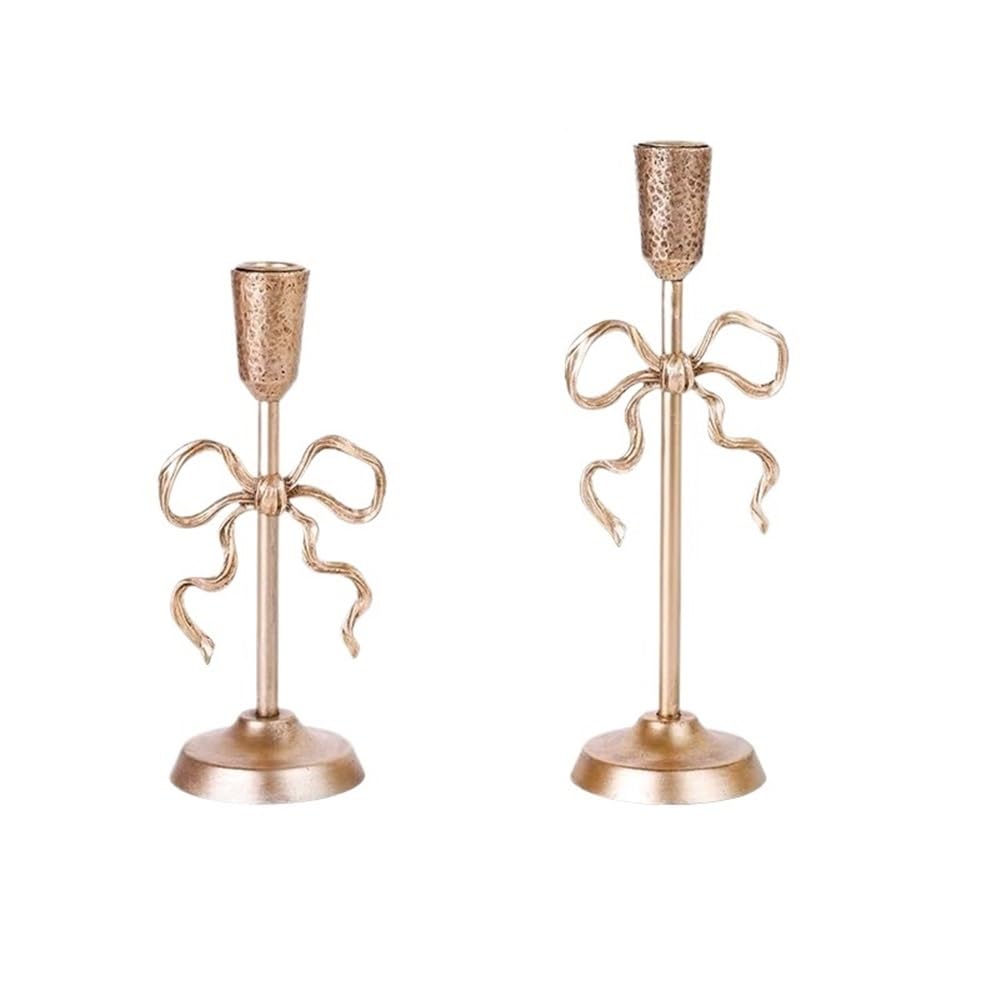 Candle Holders 2 Pcs Luxury Gold Candle Holder Ornaments, Elegant Candle Holder for Weddings, Churches, Halloween, Dining and Home Accessories Decorative Candle Holder