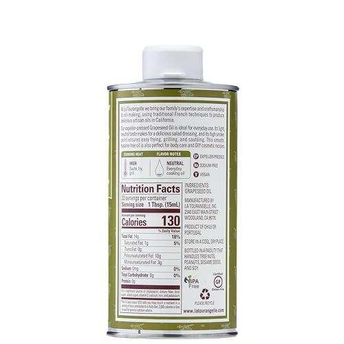 La Tourangelle, Organic Canola Oil, Expeller-Pressed Non-GMO Canola Seeds, Pesticide and Chemical Free, High Heat Neutral Cooking Oil, 16.9 Fl Oz