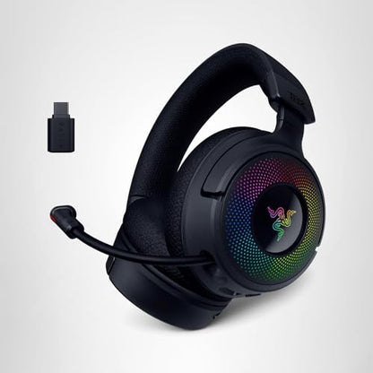 Razer Kraken V4 Wireless Gaming Headset: 2.4GHz, Bluetooth, USB - Super Wideband Mic - 40 mm Drivers - 9 Zone RGB Lighting - for PC, Mac, PS5, Nintendo Switch 2, Steam Deck, Smartphone - Black