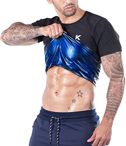 Kewlioo Men's Sauna Suit Shirt - Heat Trapping Sweat Compression Vest, Shapewear Top for Men, Sweat More & Look Great, Gym Workout Exercise Versatile Heat Shaper Jacket (Gray Camo, S)