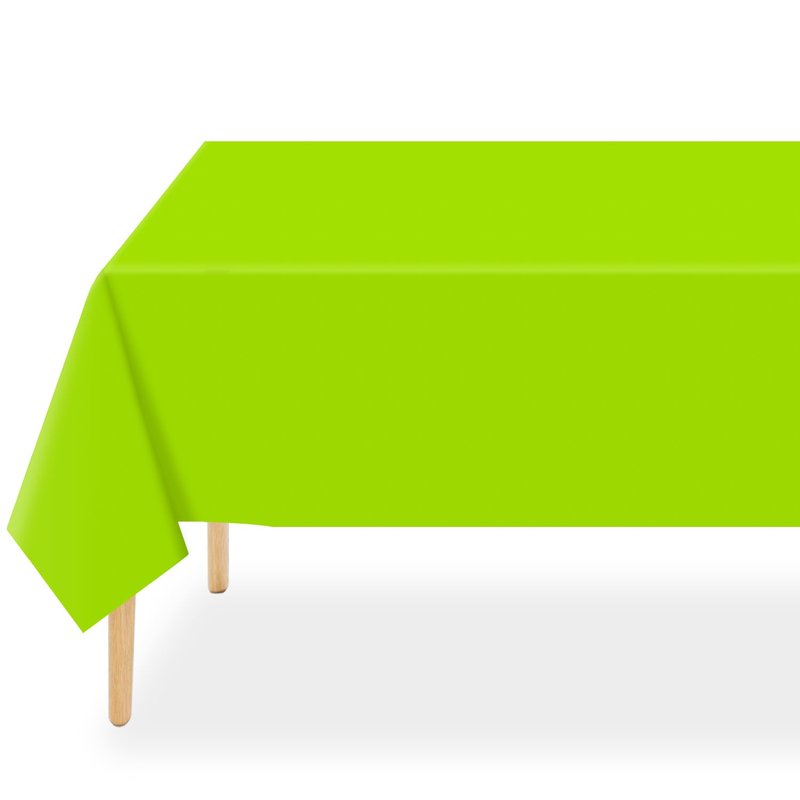 QIKSION Lime Green Plastic Table Cloth Disposable 12 Pack, 54 x 108 Inch Tablecloths for Party, Birthday, Halloween, Christmas Decorations, Rectangle Table Cover