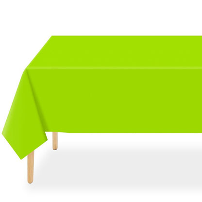 QIKSION Lime Green Plastic Table Cloth Disposable 12 Pack, 54 x 108 Inch Tablecloths for Party, Birthday, Halloween, Christmas Decorations, Rectangle Table Cover