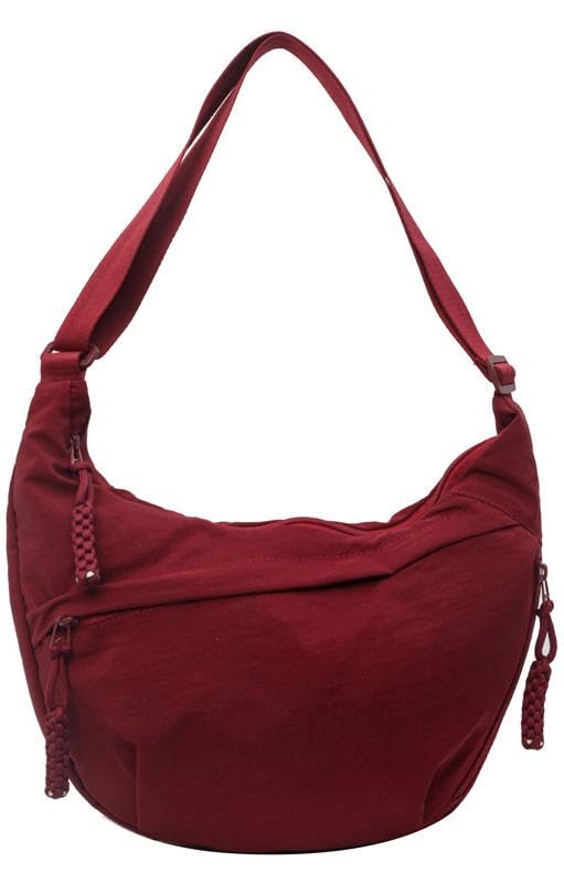 Nylon Crescent Crossbody Bag for Women Shoulder Tote Handbag Casual Sling Bag Dumpling Purse Bag for Outdoor Travel