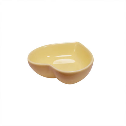 Xmomx 6 pcs Yellow Heart Shaped Porcelain Soy Sauce Dish Ceramic Dip Dipping Bowls for Dinner Baking BBQ and Cooking