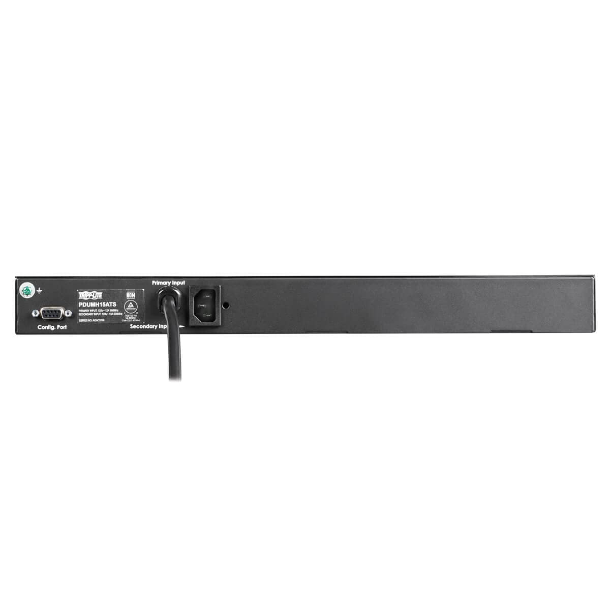 Tripp Lite Metered PDU, Auto-Transfer Switch (ATS), 15A, 120V, 1.44kW, Single-Phase - 8 Outlets (5-15R), Dual 12ft 5-15P Input Cords - 1U Rackmount, TAA Compliant, 2 Year Warranty (PDUMH15ATS)