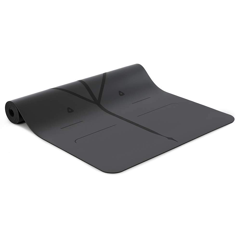 Liforme Original Yoga Mat – Free Yoga Bag Included - Patented Alignment System, Warrior-like Grip, Non-slip, Eco-friendly and Biodegradable, sweat-resistant, 4.2mm thick mat for comfort - Grey