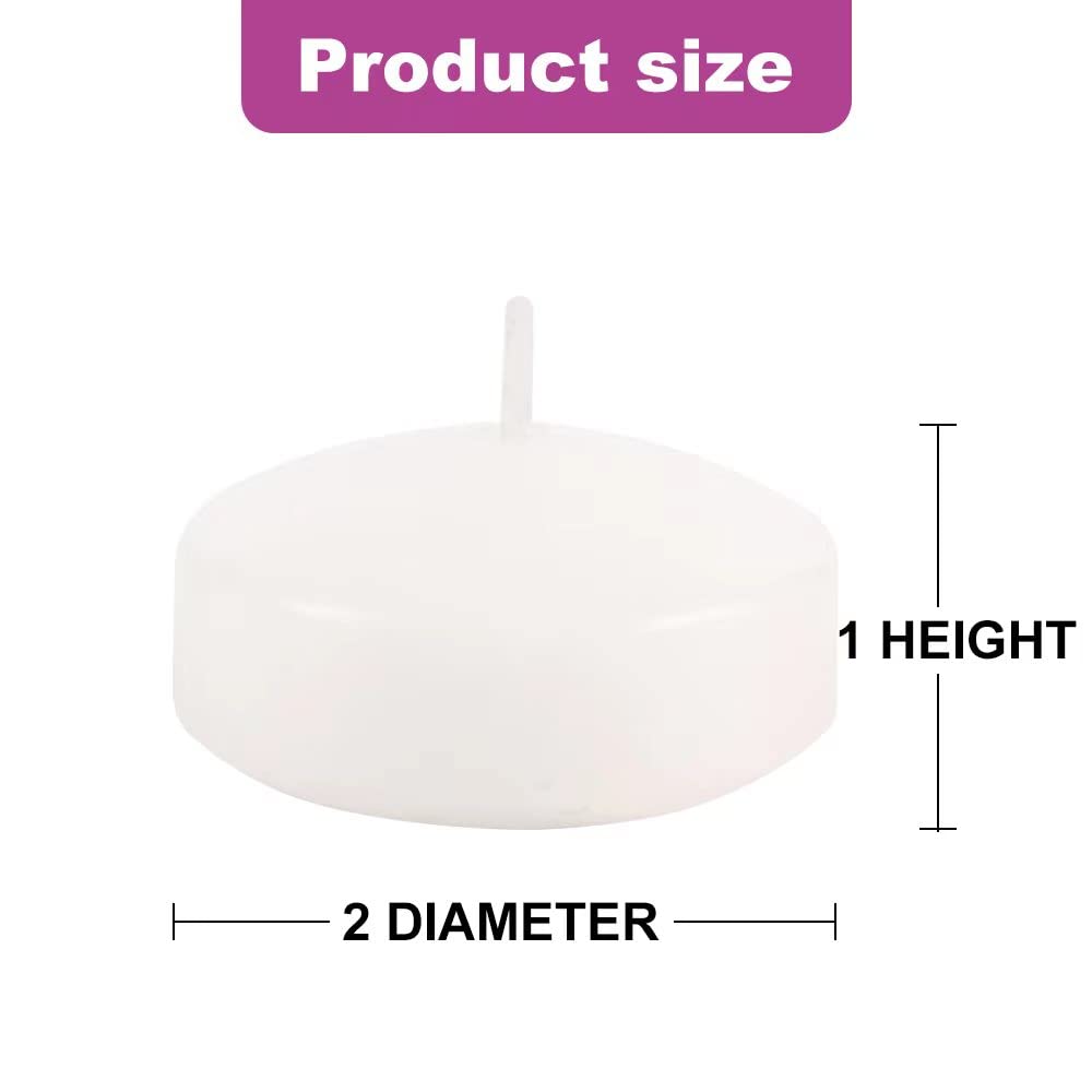 Thleunei 12 Pack Floating Candles 2” 6 Hour White Unscented Dripless Wax Discs, Floating Candles for centerpieces, Cylinder Vases, Wedding, Party, Pool, Holiday