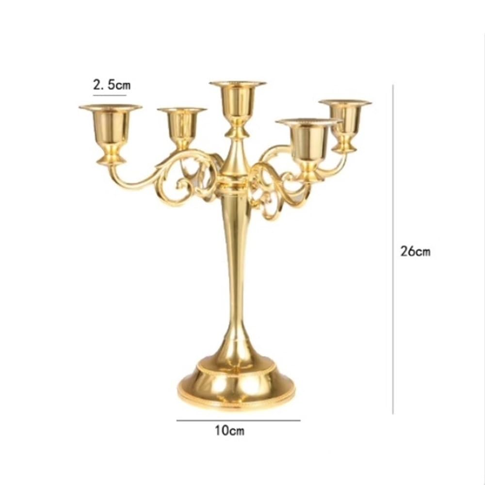 cfycfy987 Candelabra Retro Five-Headed Metal Candlestick for Wedding Dining Table Christmas Party Home Decoration Candle Sticks Holder(Gold)