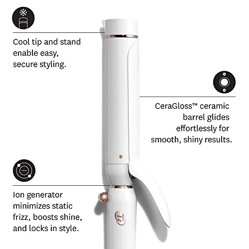 T3 Switch Kit Professional Ionic Interchangeable Curling Iron with 3 Ceramic Clip & Wand Long Barrels for Curling and Waving, 9 Adjustable Heat Settings & Ion Generator, White/Rose Gold
