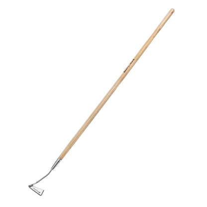 Berry&Bird Swoe Garden Hoe, 61.8'' Stainless Steel Long Handled 3 Edge Hoe with Wooden Hand, Mini Angled/Warren Hoe, Soil Cultivator Weeding Tool for Grass Flower Backyard