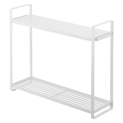 Yamazaki Industries 5150 Horizontal Stove Rack, 2 Tiers, White, Approx. W 20.1 x D 5.5 x H 15.7 inches (51 x 14 x 40 cm), Tower, Gap Storage, Condiment Rack, Holds Pots and Oils, Hooks
