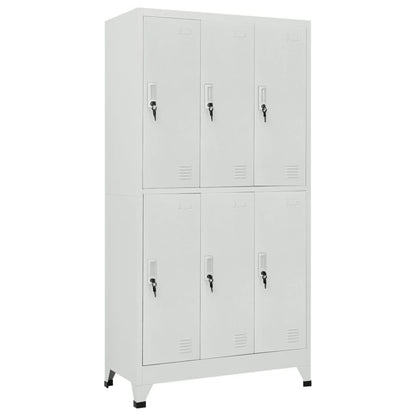 RMIHSJG Grey Steel Large Locker Cabinet with Six Lockable Compartments for Secure Storage in Office, School, or Gym - Durable Industrial Style Organizer