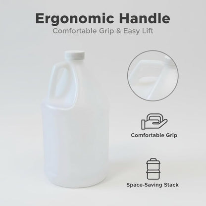 1-Gallon HDPE Plastic Jugs, Water Jug With Child-Safe Lids–BPA-Free,Leakproof, Stackable Containers,1 Gallon Water Bottle For Fermentation,Brewing,Storage,Detergent Mixing & Industrial Use (2-Pack)