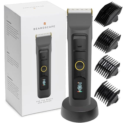 Brio Beardscape V2 Beard Trimmer for Men Professional with Low Friction Ceramic Blade, Cordless Professional Hair Trimmer for Barbers with 4 Hrs of Long Battery Timing, Ideal for Beard & Body (Black)