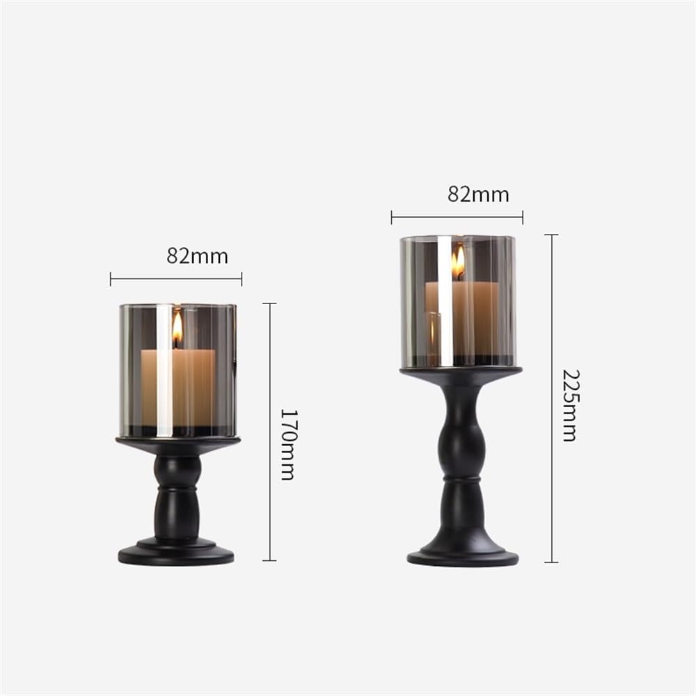 Candlestick Holders Retro Candlestick Ornaments Black Roman Column Base Candle Holder Light Luxury Decoration Candle Holders(Large)