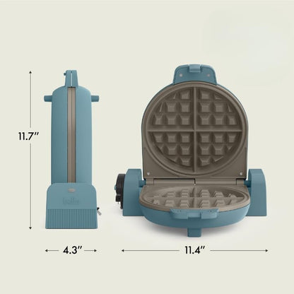 bella Flip-n-Store Waffle Maker with EverGood™ Ceramic Nonstick Coating, Fits-anywhere™ Kitchenware, Power Indicator Light, Cool Touch Handle & Cord Wrap, 7” Wide & 1" Deep Plates, 1000 Watt, Oatmilk