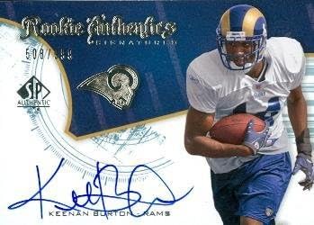 Sports Memorabilia Keenan Burton Autographed Football Card (St. Louis Rams) 2008 Upper Deck SP No.249 Rookie