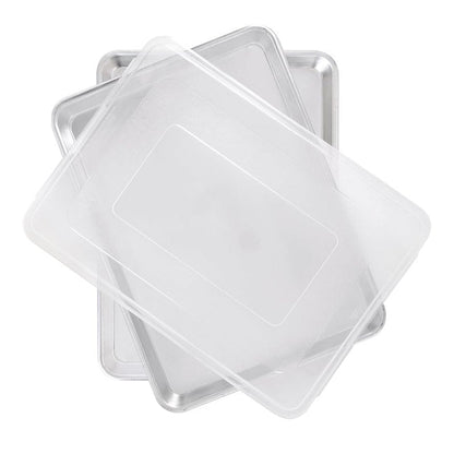 Nordic Ware Naturals Half Sheet Set - USA Made Aluminum Commercial Quality Sheet Pan for Baking or Roasting, Encapsulated Galvanized Steel Rim Prevents Warping, 2pk Half + Lid