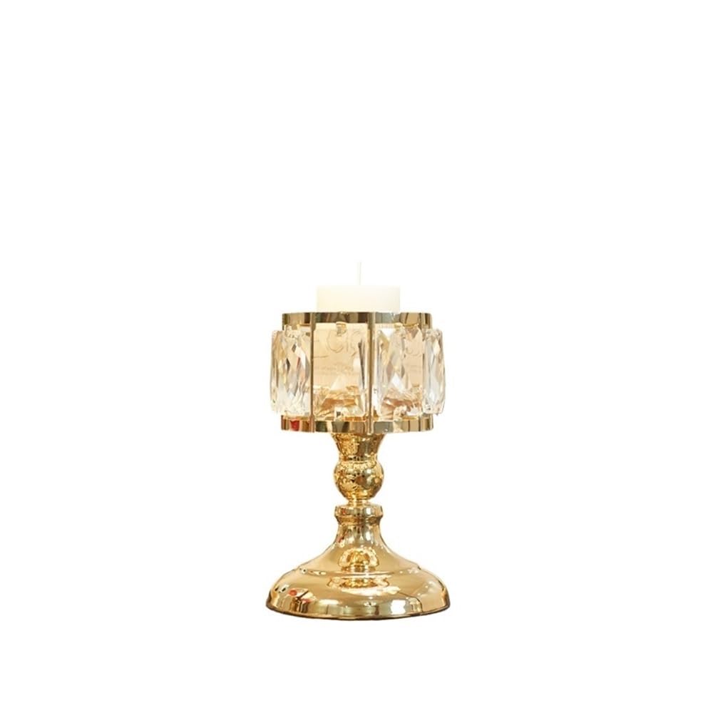 YUHUAWF Candle Holderss Simple Iron Glass Candlestick Modern Table Decoration Ornaments Candle Holder Gift Decorative Candlestick(Gold,Small)