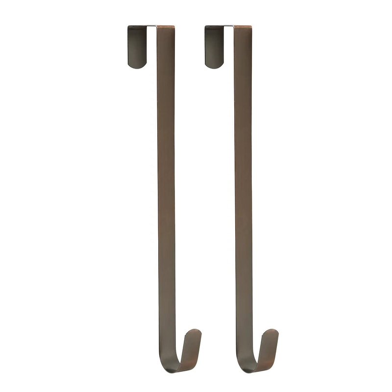 Sattiyrch 15" Wreath Hanger for Front Door,Sturdy Steel Wreath Door Hanger,Over The Door Hanger Hook (Brushed Copper, 2)
