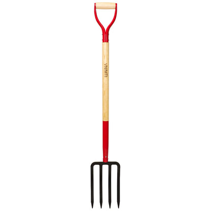 VNIMTI Garden Fork,4-Tine Spading Fork,Compost Fork,Steel Digging Fork,45Inch,Steel Y-Grip,Wooden Handle