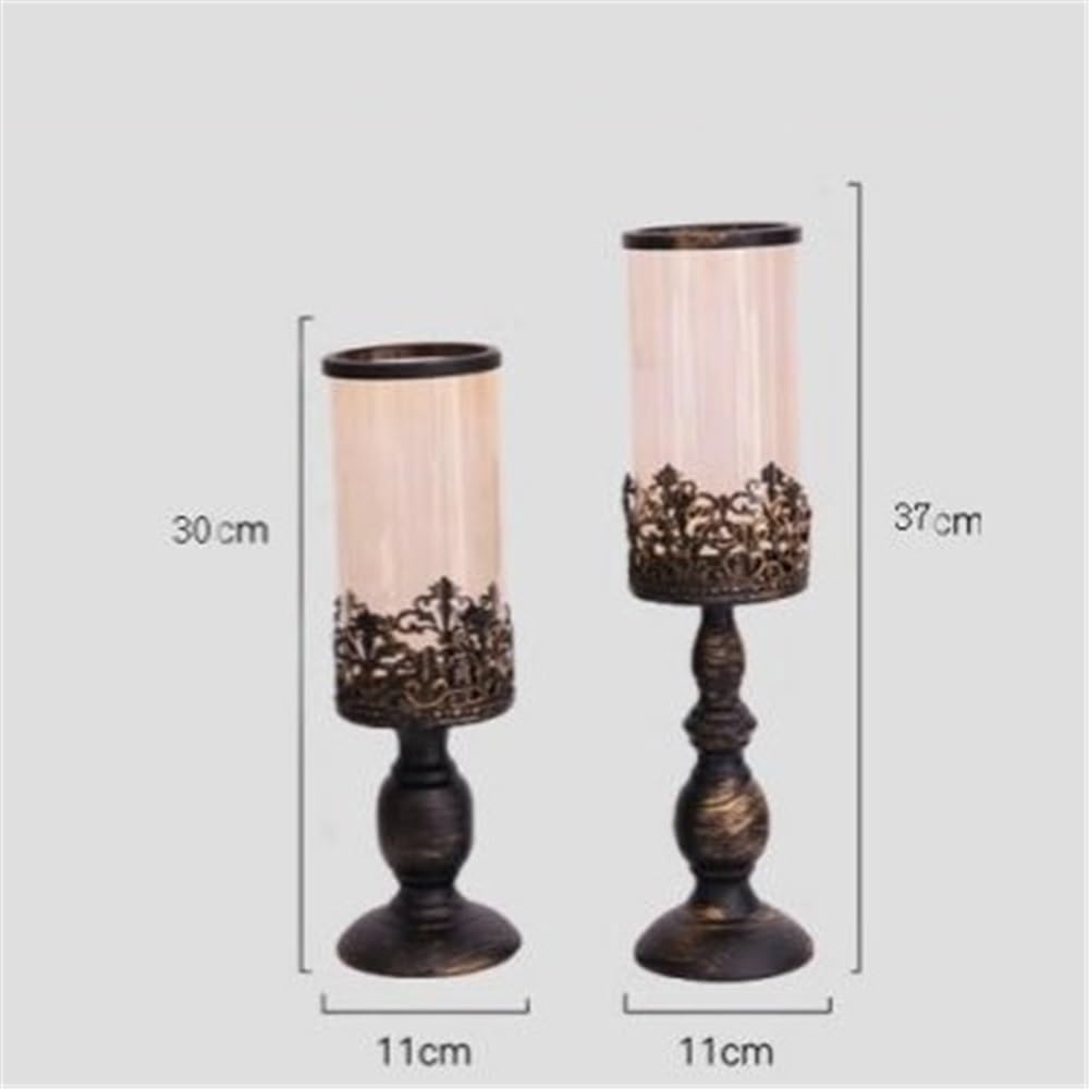 cfycfy987 Candelabra Retro Old Candlestick Home Living Room Porch Glass Ornaments Wedding Decoration Candle Holder Candle Sticks Holder(Small)